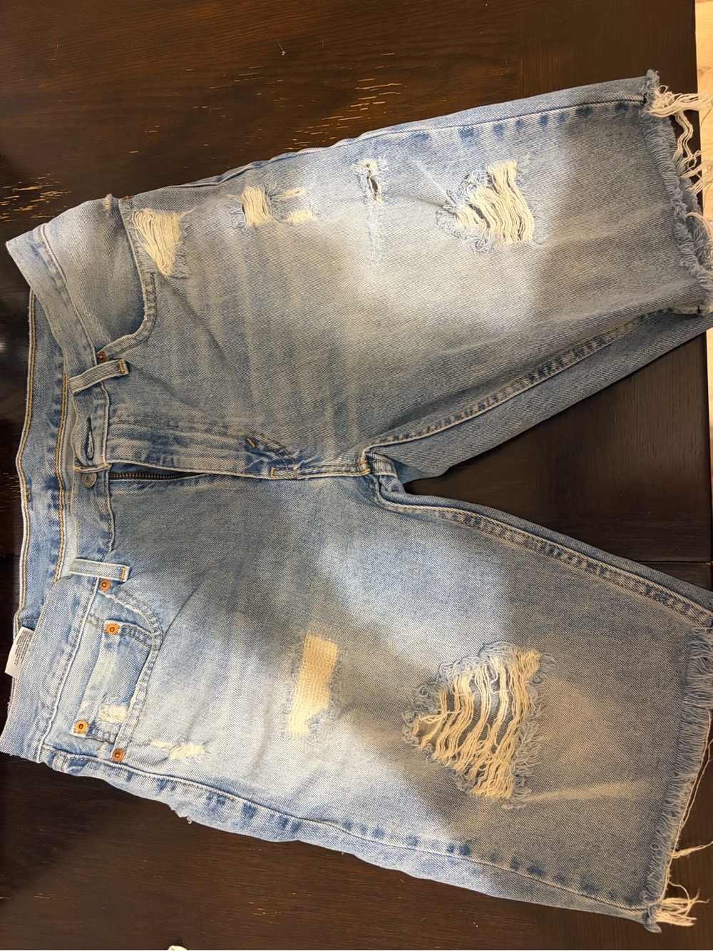 Levi's Light Blue Distressed Denim Shorts